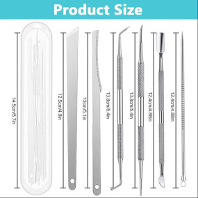 MAYCREATE? 6pcs Ingrown Toenail Tool, Toenail File and Lifters, Foot Skin Scraper Surgical Stainless Steel Ingrown Toenail Removal Tool Kit, Nail Cleaner Tools with Box