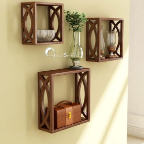 Home Sparkle MDF Wooden Wall Shelves (Brown)