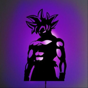 DarkIndia Dragon Ball GOKU LED Wooden Backlit Wall Art | Anime-Inspired Decor for Fans ? 18 x 12 Inch