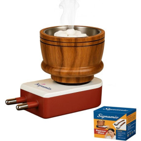 SIGNAMIO? Kapoor Kapur Dani Camphor Karpuram Bakhoor Oud Aroma Oil Diffuser Incense Dhoop Burner Electrical Stand Machine for Home Fragrance Room Freshener -DN-1, Sheesham Wood