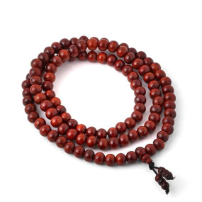 RDK? Handcrafted Original Red Sandalwood Mala Rosary Lal Chandan Jaapmala Wooden Knotted Japa Maala for Meditation Pooja Chanting Wearing Jewelry Prayer Beads - 108 Beads (8 MM)