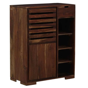 PIPERCRAFTS Sheesham Wood Shoe Rack - Already Assembled - Shoe Cabinet Storage for Home/Entryway/Hallway/Organizer/Rack for Home - Rustic Teak Finish