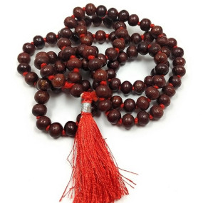 rocksmins Natural Original Exclusive Red Sandalwood Pure Lal Chandan ki mala 108+1 Beads & Rosary String for Jaap, Pooja 8 mm Jaap Mala Wearing in Neck/Holding Men Women Boys Girls Meditation