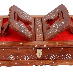 Stylish Art Maker Wooden Sheesham Handmade Book Box/Holy Book Reader/Book Holder Holy Book Stand Box for Quran, Ramayan,Bible, Gita, Ved & Guru Granth Sahib/Gift Option/Home Decor(Brown)