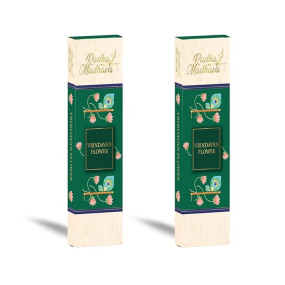 ISKCON Natural Agarbatti Incense Sticks 8 Inch | Long-Lasting Aroma | Burns Up to 30 Minutes per Stick | Premium Fragrance for Puja Meditation & Yoga (Pack of 2, Vridavan Flora)