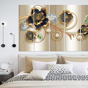 CN RETAILS Set Of 5 Wall Painting multiple Frame For Home Decoration, Living Room, Spa, Office, Hotel Big Size Wall Decor (50inch x 30inch,big size, Multicolour) mf481,Engineered Wood;Vinyl