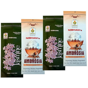 Nishan Premium Incense Sticks Combo ? Fancy Collection | Long-Lasting & Soothing Fragrance for Home & Puja | Pack of 4 (120g Each) Agarbatti for Meditation & Relaxation (Ambrosia & Jasmine)