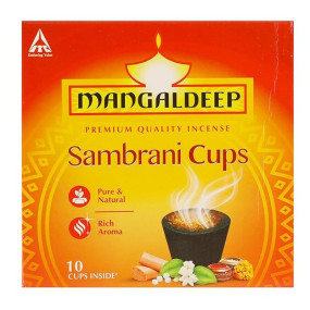 Mangaldeep Pure & Natural Rich Aroma Sambrani Cups (10 cm, Black, 10 Cups)