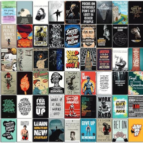 Moment Prints Set of 54 Motivational Inspirational Wall Collage Kit Posters - 4x6 Inches, 300 GSM Matte Finish, Double-Side Tape, Cardstock Included - Perfect for Office, Gym, Study Room Decoration