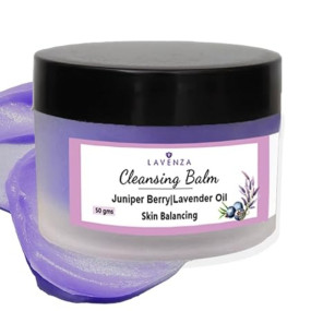 Lavenza Soothing Cleansing Balm ? Soap Free Face Wash + Makeup Remover | With Natural Ceramides in Skin-Like Oils & Plant Butters | Gentle, Silicone-Free | For Sensitive Skin, All Ages & Genders | Juniper Berry & Lavender | 50g