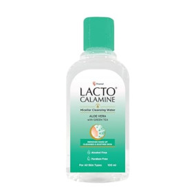 Lacto Calamine Micellar Water Make Up Remover Liquid | 100ml | With Aloe Vera, Green Tea & Niacinamide | Cleansing Water For Face That Removes Make-Up, Excess Oil & Impurities | Alcohol Free