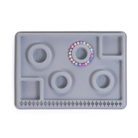 ambitieux Jewelry Beading Design Board ? Grey Silicone Bead Tray with Storage Wells & Numbered Groove for Necklace & Bracelet Making (Bracelet Board)