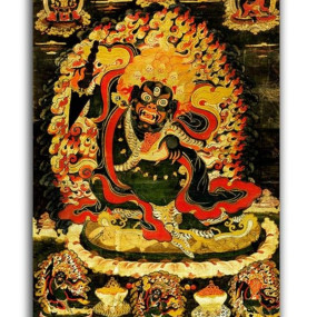 Tamatina Thangka Canvas Painting | Vajrabhairava | Buddhism Art| Traditional Art painting for Home d?cor|Size - 24X16 Inches.h324