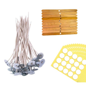 R Wellness? Candle Wicks for Candle Making DIY Candle Making Kit with 50 Pcs 3IN Eco Paper Wicks for Candle Making 50 Pcs Candle Wick Stickers 10 Pcs Wooden Candle Wick Holders Candle Making Material