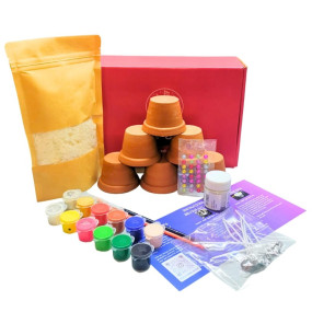 Make-Believe Beginners/Kids Candle Making Kit, Pure Soy Wax - Paint 6 Beautiful Candle Pots | Complete kit with Wax, Wicks, Colors & Pearl Stickers