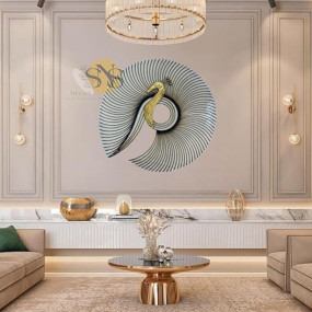 SNS DECOR Metal Peacock Wall Art Decorations | Perfect 3D Wall Sculpture For Living Room, Bedroom, Drawing Room & Office (Golden, Size:32x30inch)