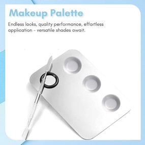 Beaut? Secrets Cosmetic Makeup Palette, Premium Stainless Steel Metal Rectangle Makeup Mixing Palette with Spatula Artist Tool for Mixing Foundation/Eye Shadow/Eyelash/Lipsticks/Nail Art, Silver