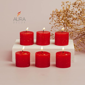 AuraDecor Fragrance Votive Candles || Smokeless Scented Candle || Aroma Candles || Candles for Decoration || Wedding Candle || Burns Upto 8 Hours (Pack of 6) (Raspberry)