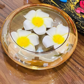 BS AMOR Flower Round Shape Glass Vase,Urli Bowl Terrarium Succulent Planter,Air Plant Display,Decorative Centerpiece Floral Container For Home Or Wedding Set Of 1,Lxbxh-6X6X2 Inch + 3 Flowers,Brown