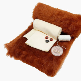 PRANSUNITA Complete Soft Toy Teddy Bear Making Kit ? Includes Fur & Felt Cloth, Eyes Nose Set, Stitching Thread & Needle Set, Ribbon, DraftingPattern Paper & Cotton for Filling