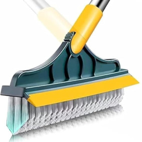 VYOOx Toilet Cleaning Brush with Wiper Tiles Cleaning Bathroom Brush Floor Scrub Brush with Long Handle 120? Rotate 2IN1 Home Kitchen Bathroom Toilet Cleaning Brush Pack-1
