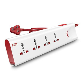 GM 3060 Extension Board 10Amp Output 250 Volts with 2 Mtr Extension Cord & Surge Protector | Master Switch, Safety Shutter, 4 International Sockets | Multi Plug Travel Adapter for Home Appliances