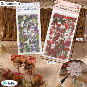 FunBlast Kawaii Sticker Set - 4 Packets, 500+ Stickers for Kids, Nature Vintage Sticker, Beautiful Flowers and Leaf Retro Decorative Stickers, Self Adhesive, Japanese Style Stickers (Multicolor)