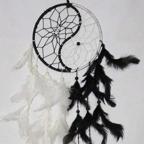 Sethi Traders Yin Yang Dream Catcher Wall Hanging for Positive Energy and Protection at Home/Office/Shop/Rooms- (White, Black)