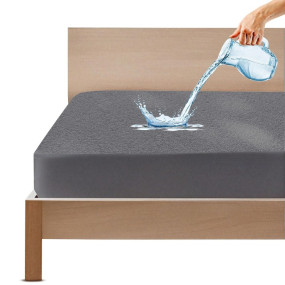 GADDA CO 100% Waterproof Premium Cotton Feel Mattress Protector King Size 78x72 Inch|Ultra Soft Breathable & Fitted Bed Protector Terry Cover Double Bed (6.5x6 feet, Fits 10 Inches, Grey)