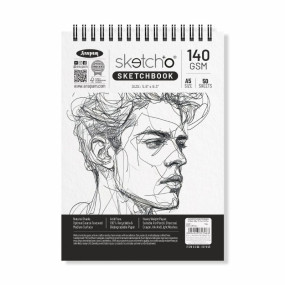 Anupam Sketch-O Sketchbook A5 | 50 Sheet 100 Pages | 140GSM | Durable Acid Free Drawing Paper |Top Spiral-Bound Sketchpad for Artists Kids & Professionals for Marker Colored Pencil Charcoal
