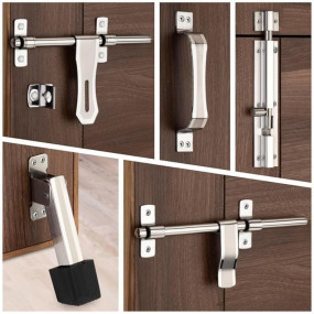 Stainless Steel Door Kit Combo Set for Home ? Includes Tower Bolt, Aldrop, Latch, Door Stopper, Handle & Latch Bolt | Heavy Duty Hardware Fittings for Wooden & Metal Doors