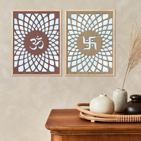 kotart Jharokha Frames Mirror | Wall Mirror Decor Panel Wooden Frames Wall Decor | Wall D?cor Mirror for Bedroom Office | Wall Decoration Mirror Frames - Set of 2 (Decor 4, 10x13 inch)