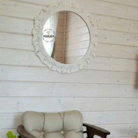 Arshlaza, Minimalist Style Macrame Wall D?cor Mirror Hanging Mirror, For Bedroom,Living Room Hall Way D?cor [M1008] Round, Framed, Off-White - Glass
