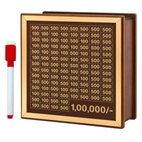 Bonsenkitchen Money Saving Box for Kids and Adults | Wooden Money Bank with Lock | 1 Lakh Saving Box with Numbers | Undiyal Hundi Pig Bank (reguler 1)