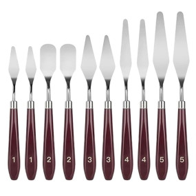 Lakeer Palette Knife Set - 10 Pcs Stainless Steel with Wooden Handle, Ideal for Acrylic, Oil Painting, and Mixed Media Art