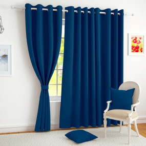 Story@Home Blackout Door Curtains 7 Feet Long Set of 2 | Plain Printed | 95% Room Darkening Curtain | Thermal Insulated | Curtains for Living Room | (116 x 215 cm, Navy Blue) | Perfect for Home Decor