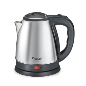 Prestige 1.5 litre PKOSS Stainless Steel Electric Kettle | 1350 Watts| Elegant Design | Cool-touch Handle and Lid | Automatic Cut-Off and Single-Touch Lid Locking. | Silver