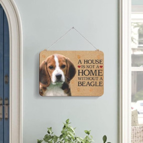 100yellow? Beagle Printed Wooden Sign Decorative Plaque For Home| Adorable Dog Signs for Wall and Door | 8 x 11 Inches |Brown