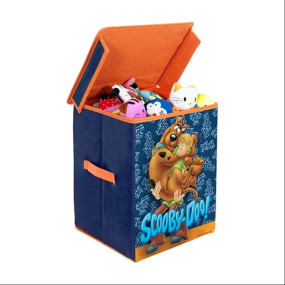 PrettyKrafts Scooby-Doo Larger Storage Cubes [1-Pack] Foldable Storage Boxes with Lids, Collapsible Storage Bins Organizer Basket with Sturdy Handles for Home, Nursery, Closet (11? x 11? x 15"), Blue