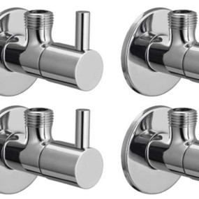 JAGGER TURBO Brass Disk Angle Valve For Bathroom, Wash Basin, Geyser With Wall Flange & Teflon Tape Set Of 4