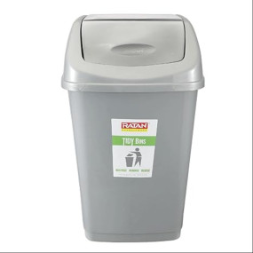 RATAN PLASTICWARE Tidy Bin with Swing Lid 25 Litres Plastic Dustbin, Trash Bin, Garbage Waste Bin For Home, Bathroom, Kitchen, Office, Bedroom Grey Color