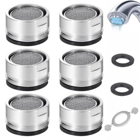 HASTHIP ? Pack of 6 Faucet Aerators Water Filter for Tap, Replacement Water Aerator Tap & Faucet Foam Flow with Washers, Tap Nozzle for Kitchen Sink with Aerator Assmble Wrenche Tool, Compact