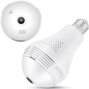 securinnov Full 1080p HD Bulb Light Wireless IP Camera, Fish Eye 360 Degree Panoramic Mini Lamp IR CCTV Home Security CCTV Camera (Bulb Camera)