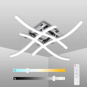 ELEPHANTBOAT? 3 Color Temperature LED Drop Ceiling Lights, 24W Modern Curved Design Lamp with Remote Control, Metal Flush Mount Lighting Fixture 4 Built-in LED Board