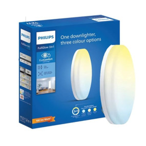 PHILIPS Full Glow 12-watt Round LED Surface Downlighter | 3 Colors in 1 Rimless LED Downlighter | LED Ceiling Light for Home | Color: Tunable White, Pack of 1-Polycarbonate