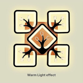 MNKD COLLECTION Metal Lighting Colours 3 In1 Center Circle Light Ceiling Chandelier Square Lamp Light (With Remote Control) For Beautiful Home & Dining Living Room Office (Brown)