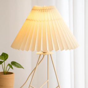 Homesake?Retro Down to The Wire Metal Table Lamp with Fabric Shade, Bedside Lamp Gift Housewarming Home Living Room, Pleated Shade (Off-White)