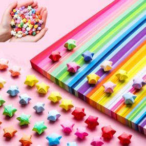 Origami Stars Paper 1030 Sheets - 27 Color Assortment - Double Sided Solid Color Lucky Stars for DIY Crafts & Decor