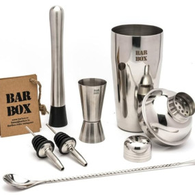 Bar Box 6 Pcs Cocktail Shaker Set Bartending Kit, Cocktail Shaker Mixer Tools, Accessories for Drinks, Gift for Men, Whiskey Lovers, Dad, Wedding Couples, Birthday, Anniversary, Portable Drink Setup