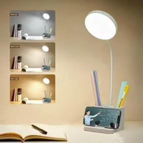 Fulminare Plastic LED Desk Lamp Dimmable Table Lamp Reading Lamp with USB Charging Port 3 Colour Mode,Touch Control Eye Caring, Desk Lamp for Study, Work (King), White